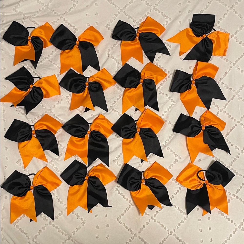 Set of 16 Orange and Black Hair Bows new